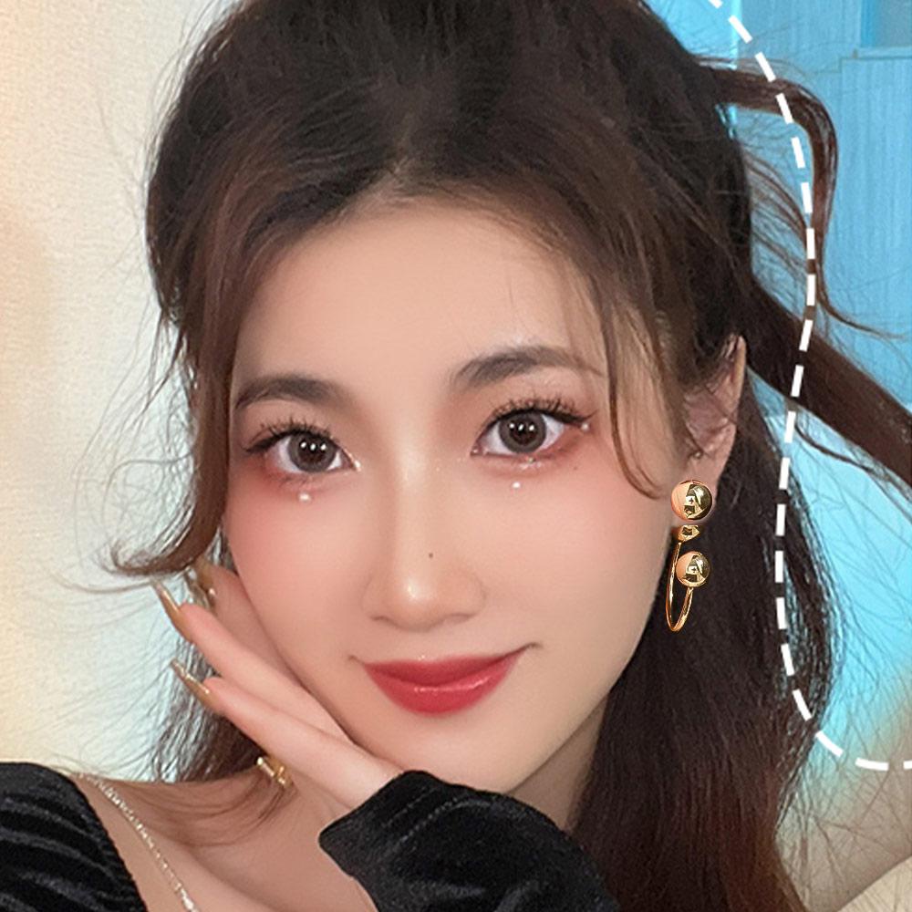 Bông Tai Hạt Tròn Thời Trang Dành Cho Nữ|Khuyên Tai Hình Chữ C Màu Sắc Phong Cách Hip Hop Hàn Quốc