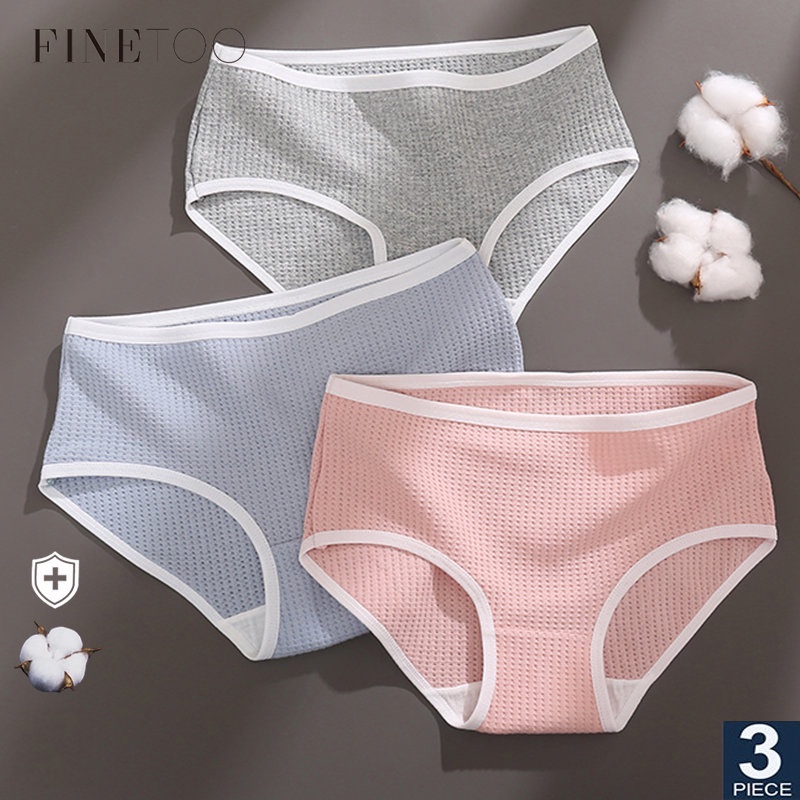 Finetoo Bộ 3 Quần Lót Cotton Lưng Thấp Thoải Mái Quyến Rũ Cho Nữ M-XL