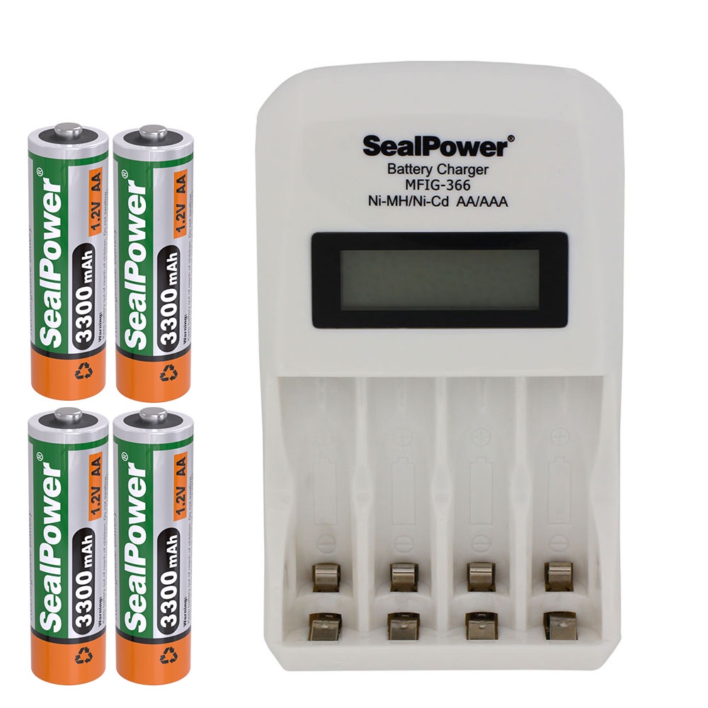 Máy sạc SealPower MFIG-366 / MFIG-367 máy sạc nhanh, Pin sạc AA 3300mAh / AAA 1300mAh, Pin tiểu, đũa có màn hình LCD