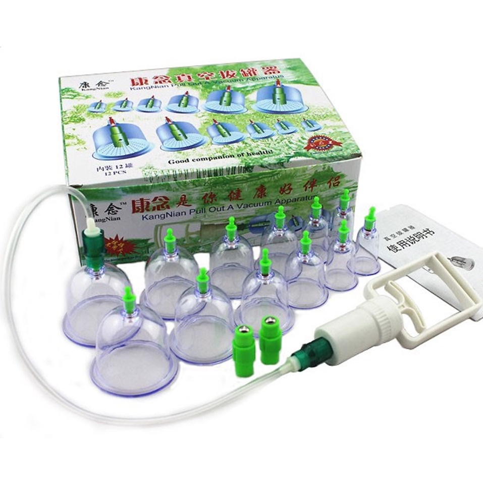 Bộ Giác Hơi Không Cần Lửa 12 Ly Kèm 1 Ống Bơm Chuyên Dụng