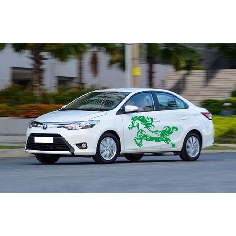 (bộ 2 TEM) con ngựa dán xe hơi. xe tải cao cấp 3 lớp