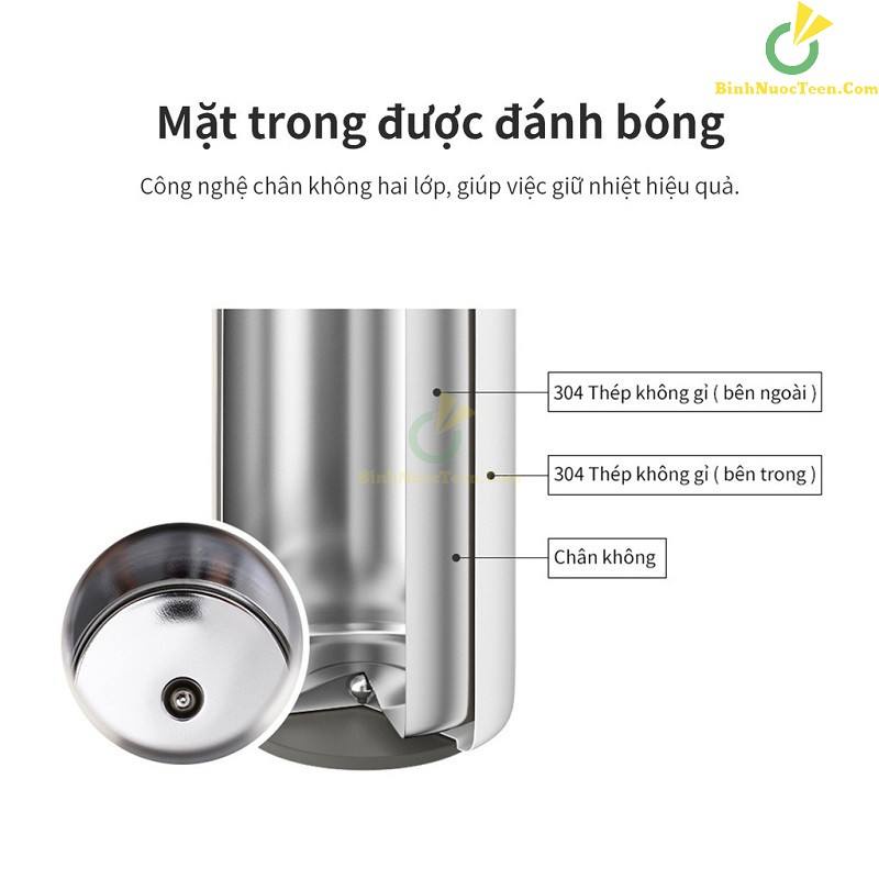 Bình giữ nhiệt LocknLock Feather Light Ring 460ml có khay lưới lọc trà, cầm nhẹ tay LHC4244 màu đen - K-MALL