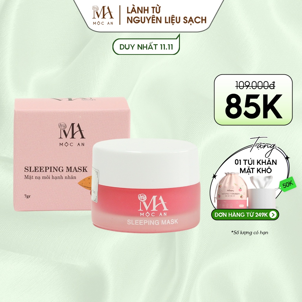 Mặt Nạ Ngủ Môi Sleeping Mask Mộc An Dưỡng Hồng, Giảm Thâm Môi, Cho Đôi Môi Căng Bóng, Mềm Mịn Mini Size 7g