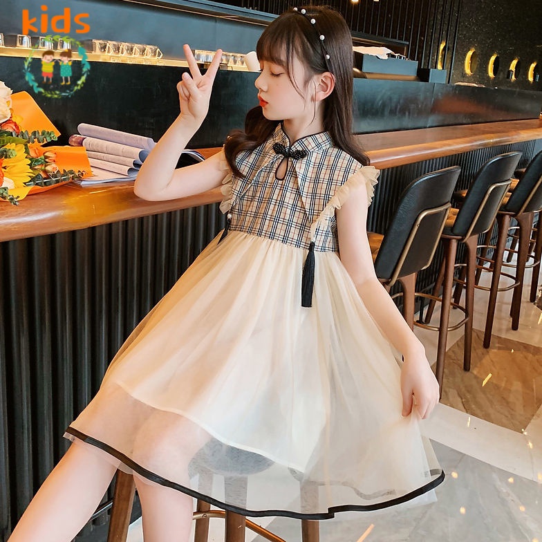 Đầm Mùa Hè Tay Ngắn Phong Cách Thời Trang Phương Tây Dành Cho Bé Gái 3-5 - 8-10 - 12-13 Tuổi
