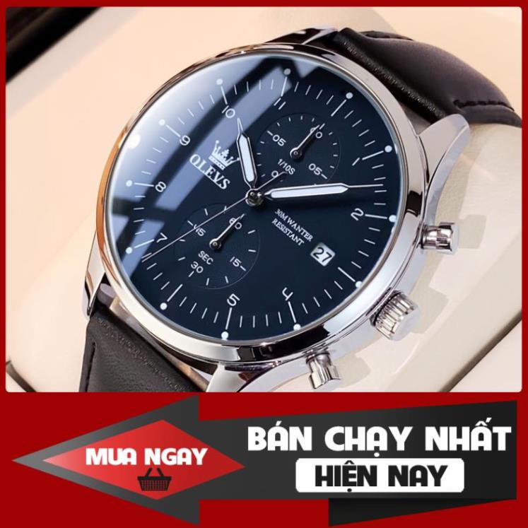 OLEVS 2880 Đồng hồ nam chính hãng Dây da có chức năng Lịch chống nước phát sáng Mặt số