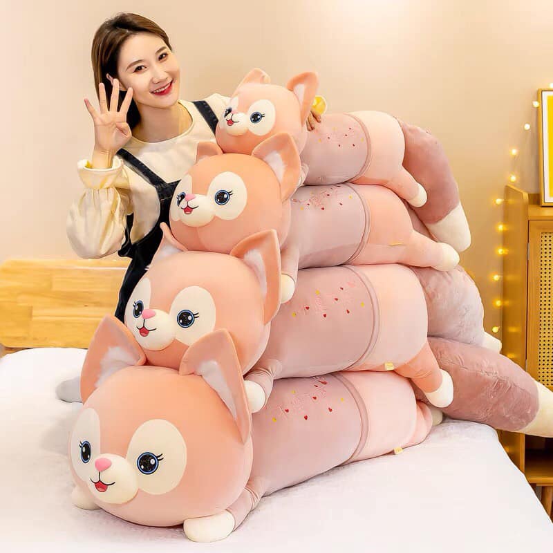 Gấu bông con cáo hồ ly, thú nhồi bông con cáo đuôi lông,gấu bông con chồn đáng yêu