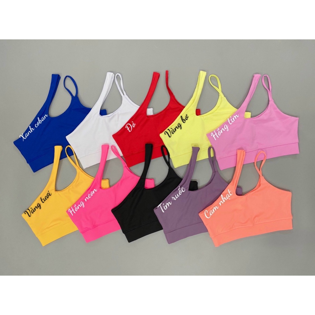 ÁO Bra POLY Lệch Vai Vải Thun Co Giãn Tập Gym, Đi Chơi TẶNG KÈM MÚT NGỰC TRÒN