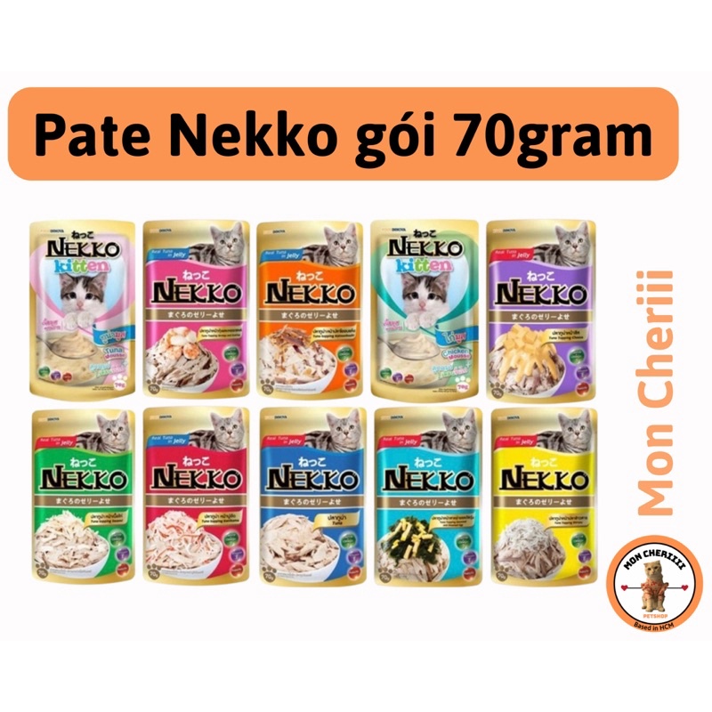 Combo 12 gói pate NEKKO 70gram MIX ĐỦ VỊ theo yêu cầu cho mèo cưng