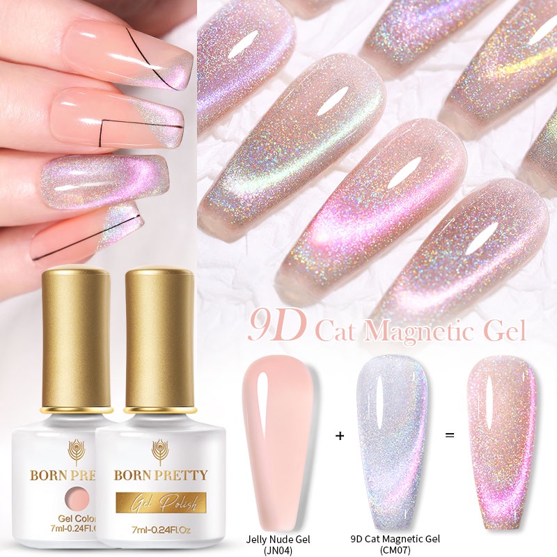 Gel sơn móng tay BORN PRETTY có mắt mèo từ tính thời trang sành điệu 7ml