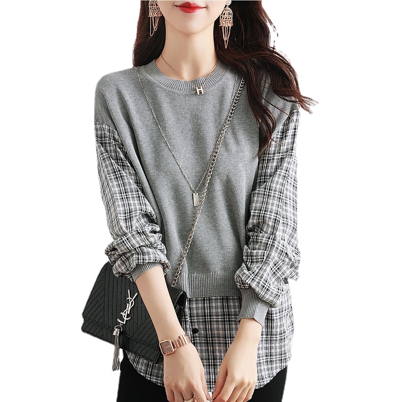 Áo Sweater Giả Hai Lớp Phong Cách Mùa Thu Mới 2023
