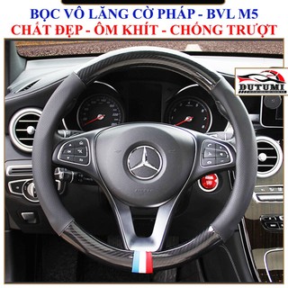 Bọc Vô Lăng Ô tô - Bọc Vô Lăng - Họa Tiết Cờ Pháp Da PU Cao Cấp, Ôm Khít, Chống Trơn Trượt, Hàng Đẹp - M5 - DUTUMI