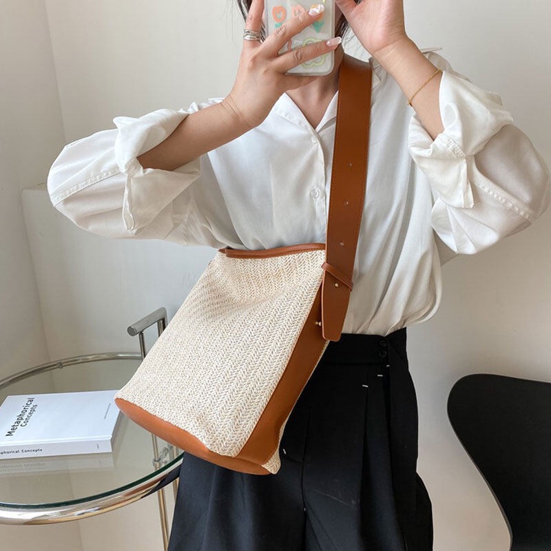 MISCHA Túi Xách Đan Rơm Thời Trang Nữ Tính
