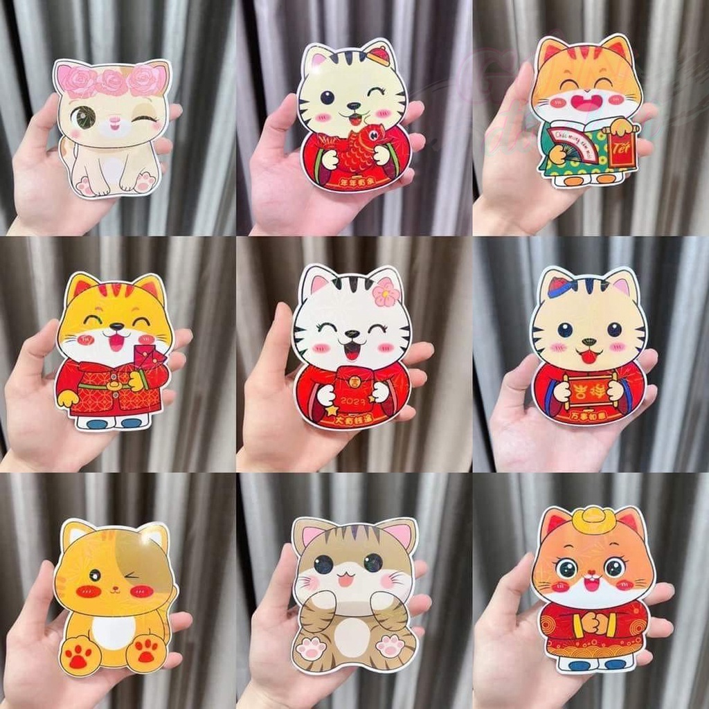 Bao lì xì tết 2023 con mèo phản quang chibi cute xuân quý mão giá rẻ Gôn đồ chơi