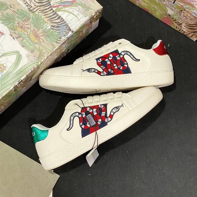 Gucci rắn thêu, Giày thể thao GG 3 vạch 𝐆𝐮𝐜𝐜𝐢 Rắn thêu mẫu mới hàng cao cấp cực chất