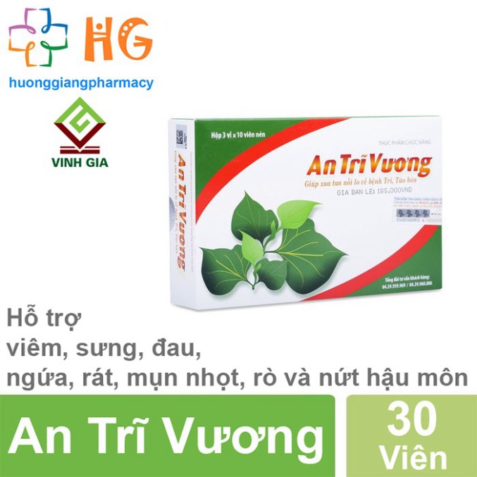 An Trĩ Vương - Hỗ trợ viêm, sưng, đau, ngứa, rát, mụn nhọt, rò và nứt hậu môn -Chính Hãng