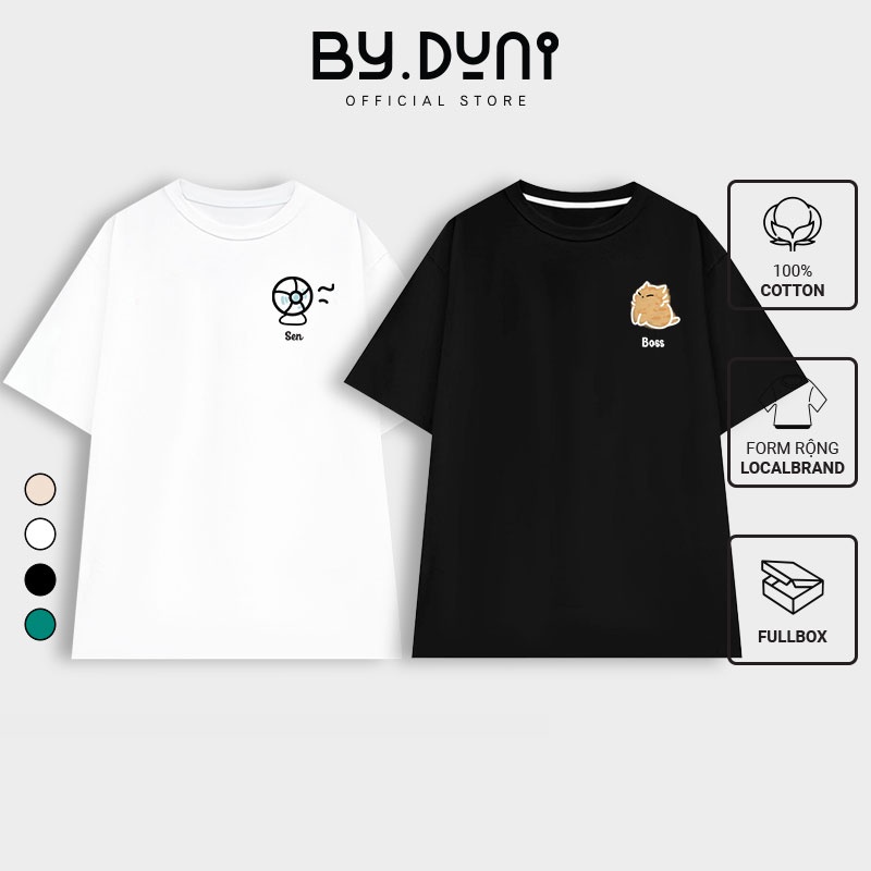 Áo thun cặp đôi nam nữ form rộng Local Brand tay lỡ unisex, áo cặp bạn thân vải cotton By.Duni SEN BOSS FULL BOX