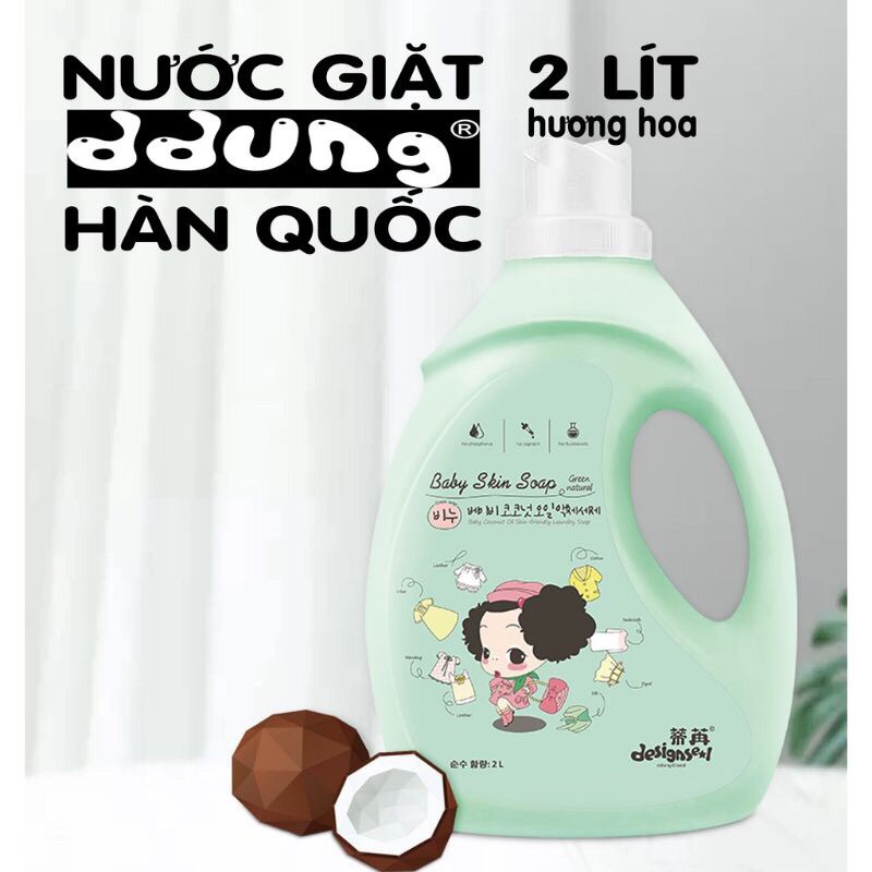 Mua 3 tặng 1/Nước giặt xả cho trẻ sơ sinh thương hiệu Hàn Quốc 2000ml_Nước giặt cho bé chai 2 lít