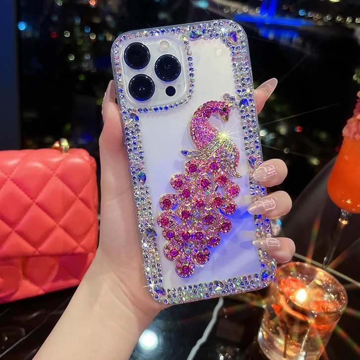 Ốp Điện Thoại Trong Suốt Chống Sốc Đính Đá Giả Lấp Lánh Cho iphone 15 14 13 12 11 pro max 7 8 14 plus x xr xs max