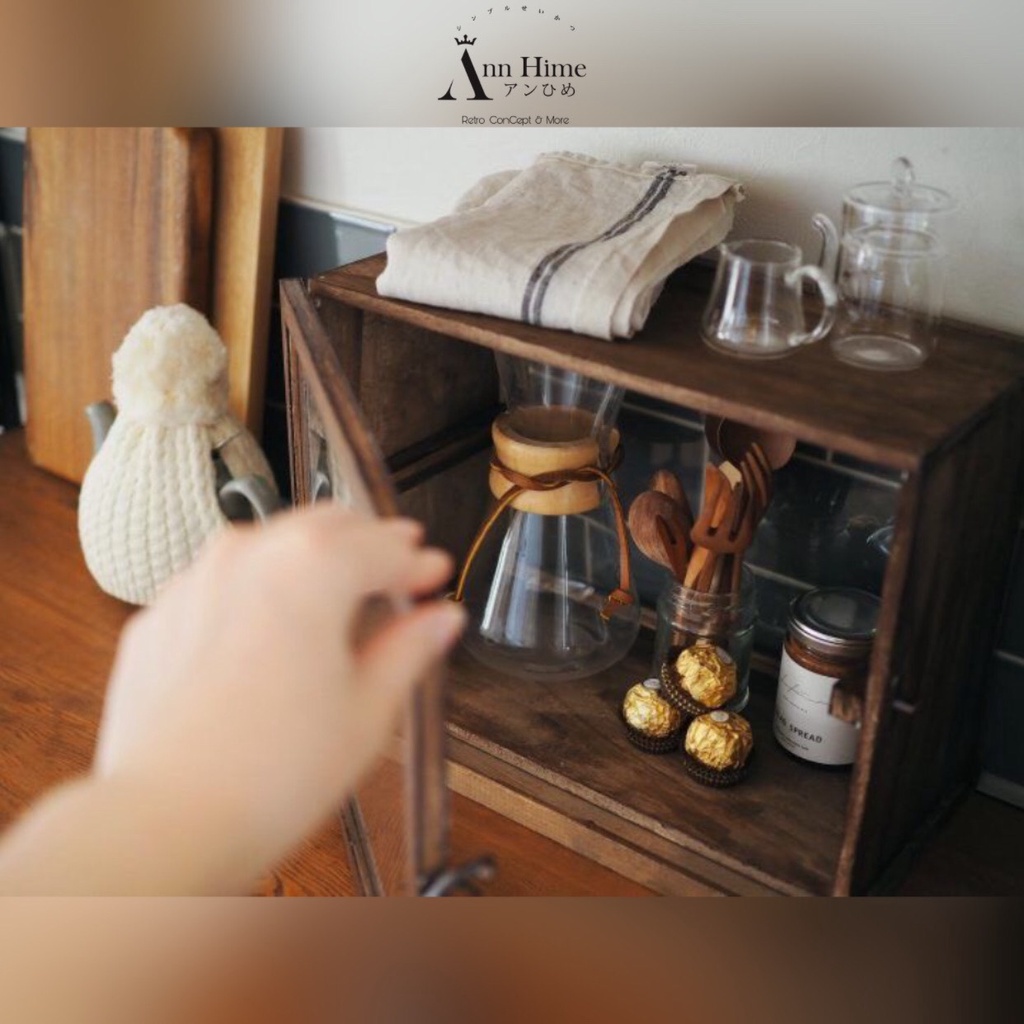 Tủ Gỗ Để Bàn Chữ Nhật Mini Quán Cà Phê Đựng Cốc Chén Hay Bánh Nhỏ SP42 | BigBuy360 - bigbuy360.vn