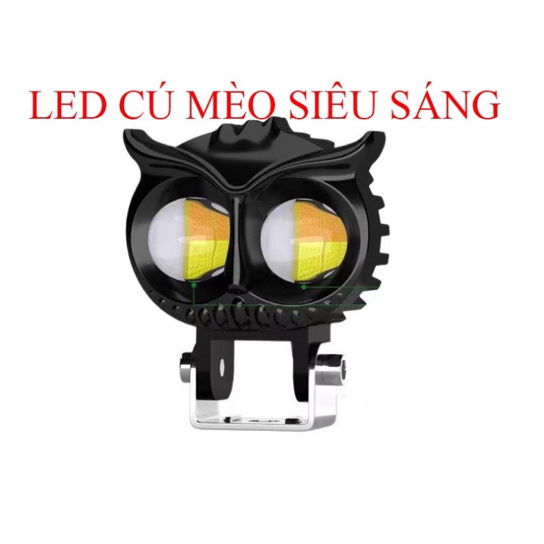 Đèn Trợ Sáng 2 Bi cầu  Mắt Cú Công Suất 20W Cos Trắng Pha Vàng