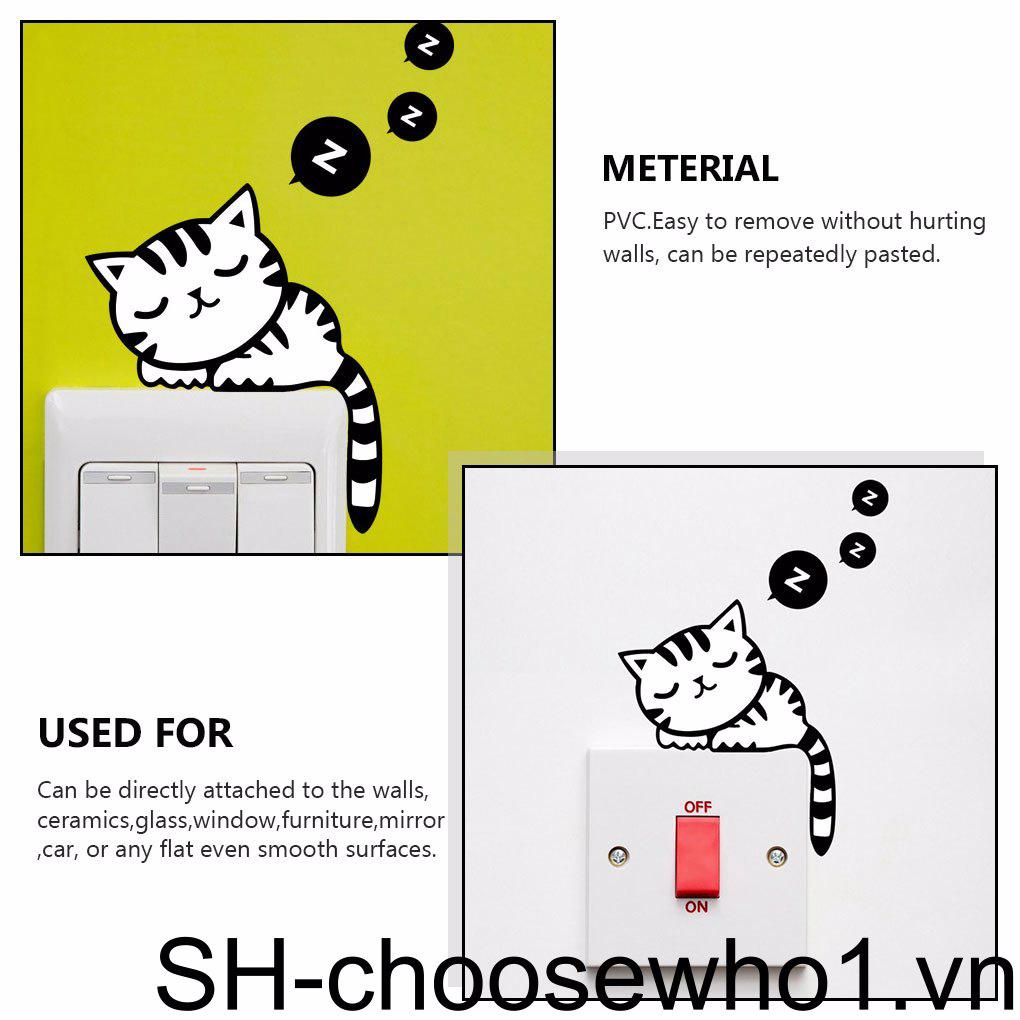 Sticker Dán Công Tắc Hình Mèo Dễ Thương Vui Nhộn