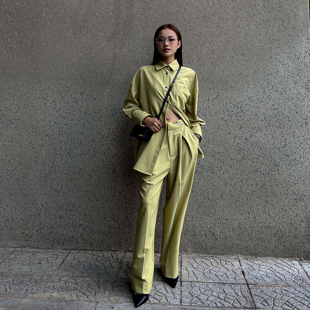 COMMON SENSE - Quần áo sơ mi unisex oversized màu vàng mù tạt