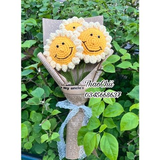Hoa hướng dương mặt cười len