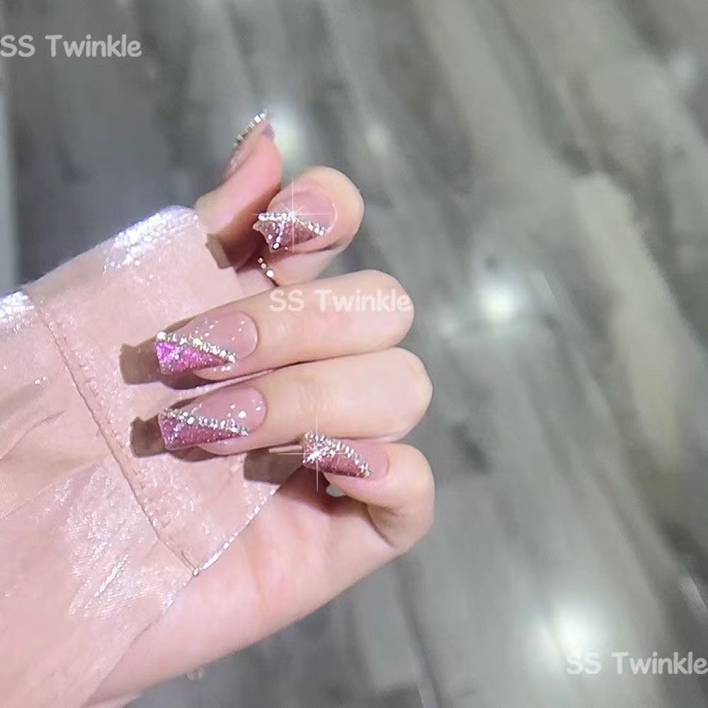 Dây xích kim loại, dây chuỗi ngọc trai dài 25cm bằng kim loại màu vàng / bạc đính móng nghệ thuật