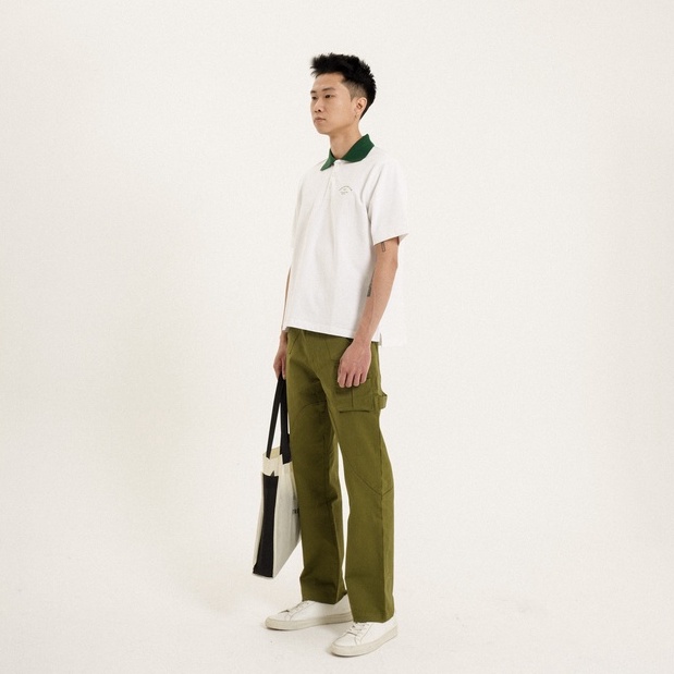Áo thun Polo dáng Crop Introvert Boy Club - Trắng