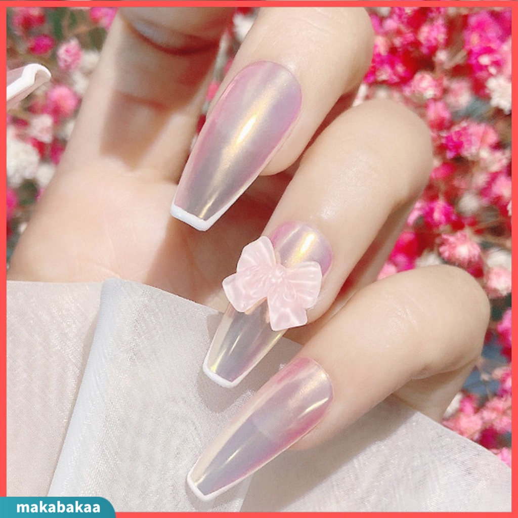 Bộ 30 hạt phụ kiện trang trí móng tay thủ công hình nơ 3d bằng nhựa resin đính đá bắt mắt