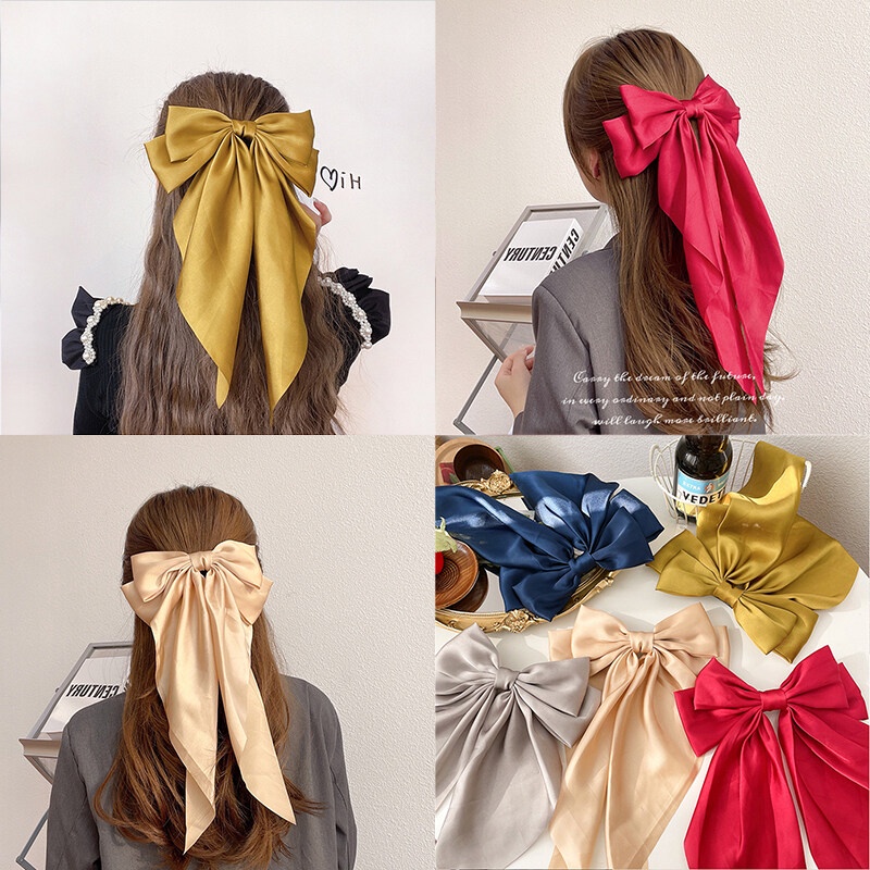 Kẹp Tóc Nơ Ruy Băng Dài Thời Trang Hàn Quốc Cho Nữ