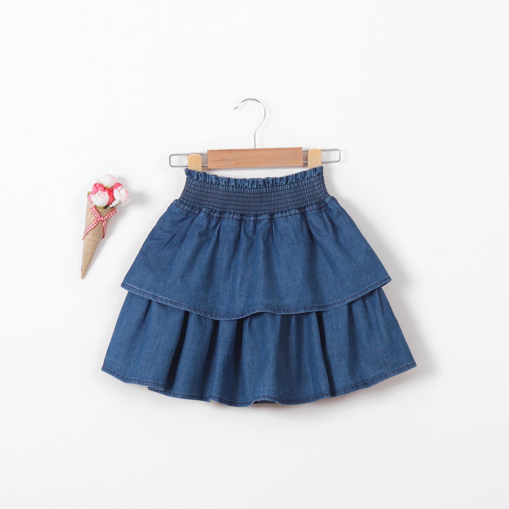 Chân váy xòe tầng jean lớn