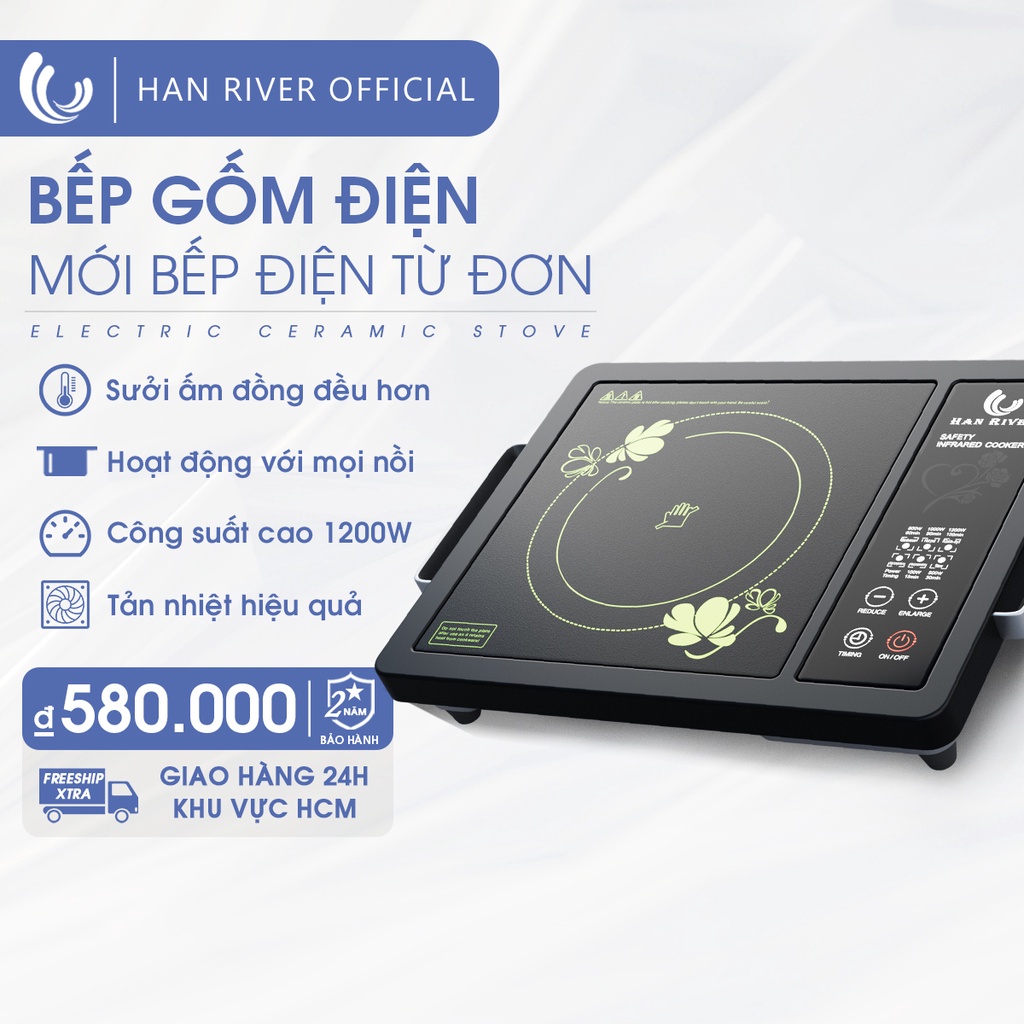 Bếp gốm điện từ đơn HAN RIVER làm nóng hiệu quả công suất cao 1200W