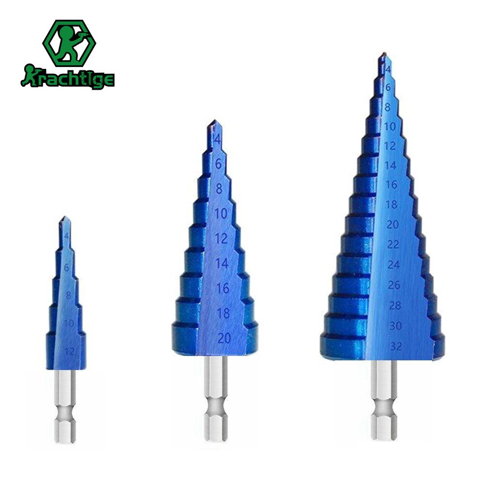 Bộ Mũi Khoan HSS Hình Lục Giác Phủ Nano Màu Xanh Dương Kích Thước 4-12mm 4-20mm 4-32mm Chuyên Dụng Làm M