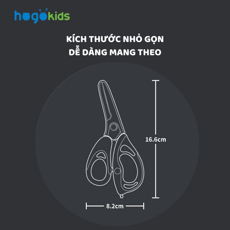 Kéo Cắt Thức Phẩm Đồ Ăn Dặm Hogokids Chuyên Dụng Cho Bé Bằng Nhựa ABS Thép Không Gỉ - Timikid