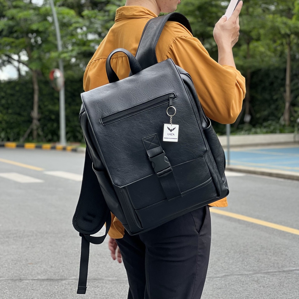 Balo laptop chất liệu da PU LAZA Saffron Backpack 554 chứa được laptop 15.6inch, chống thấm nước dòng Premium