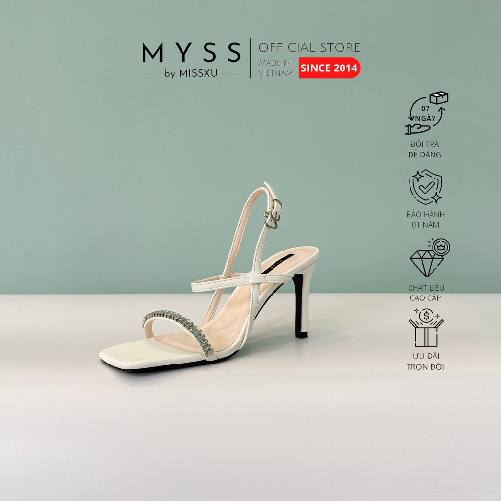 Giày sandal quai ngang mảnh đính đá 7 cm cao cấp thời trang MYSS - SD172