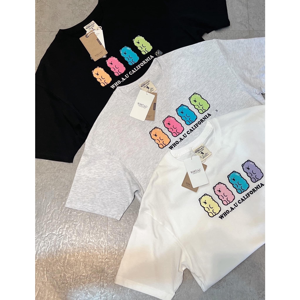 Áo thun hình 4 gấu WHO.A.U California sale 85%