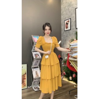 Đầm voan dáng tầng xếp ly trước A964 KimHoa77