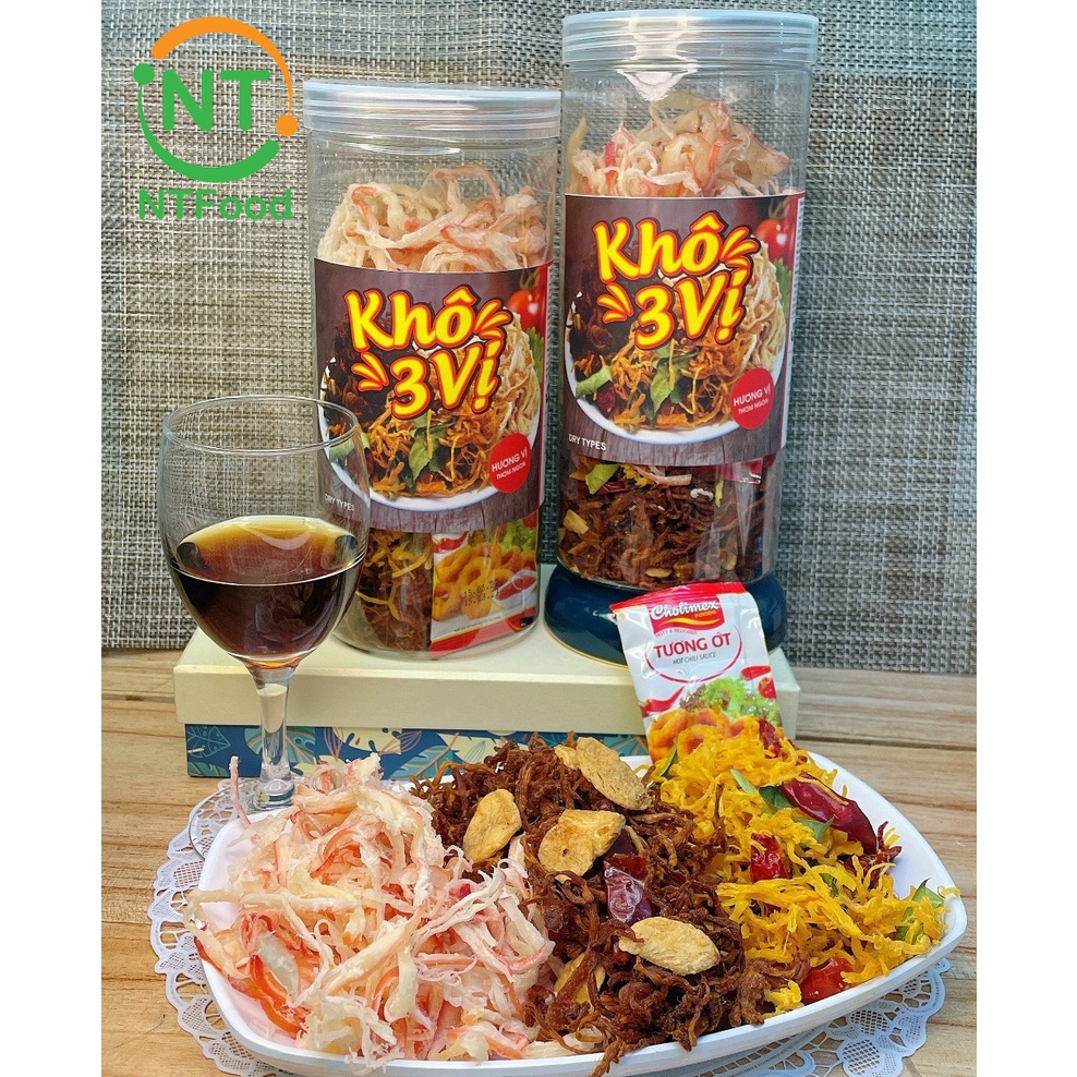 Khô mix 3 loại Mực - Heo - Gà - NTFood hũ 300gr - Nhất Tín Food