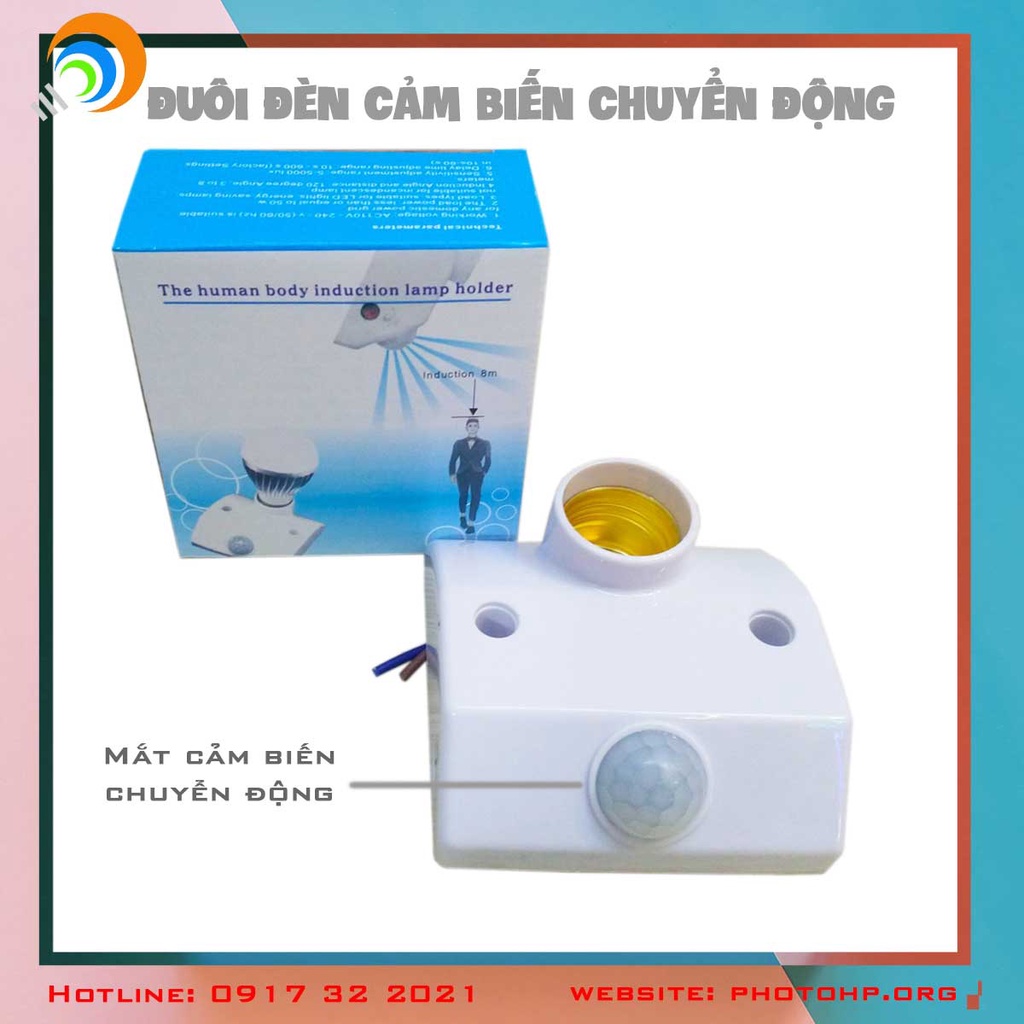 đui đèn cảm biến hồng ngoại tiết kiệm điện - tự động bật tắt khi có người (có thể điều chỉnh)
