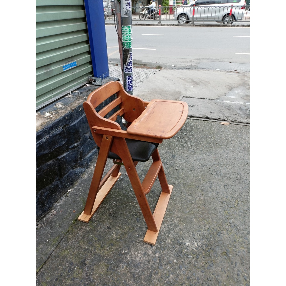 Ghế ngồi tập ăn cho bé bằng gỗ xếp gọn có dây bảo vệ, hàng xuất khẩu Hàn Quốc