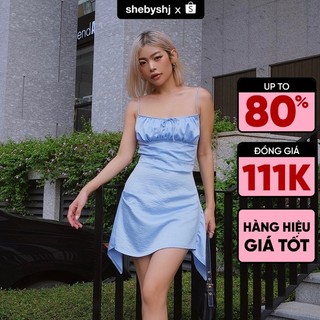 Đầm lụa hai dây SheByShj màu xanh dương - Layla Dress