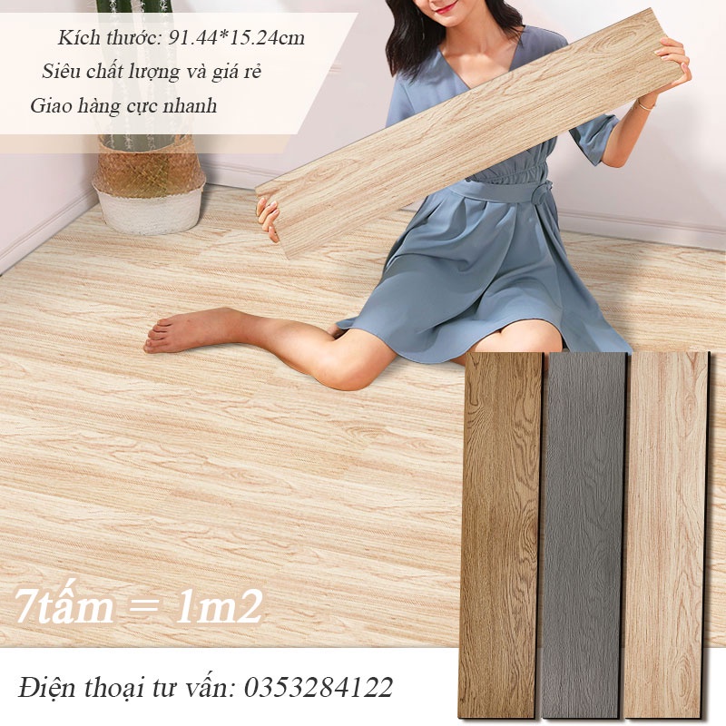 Sàn Nhựa Giả Gỗ loại 91X15cm Độ dày 2mm Loại độ dày đủ Sẵn keo bóc dán Tự Dán