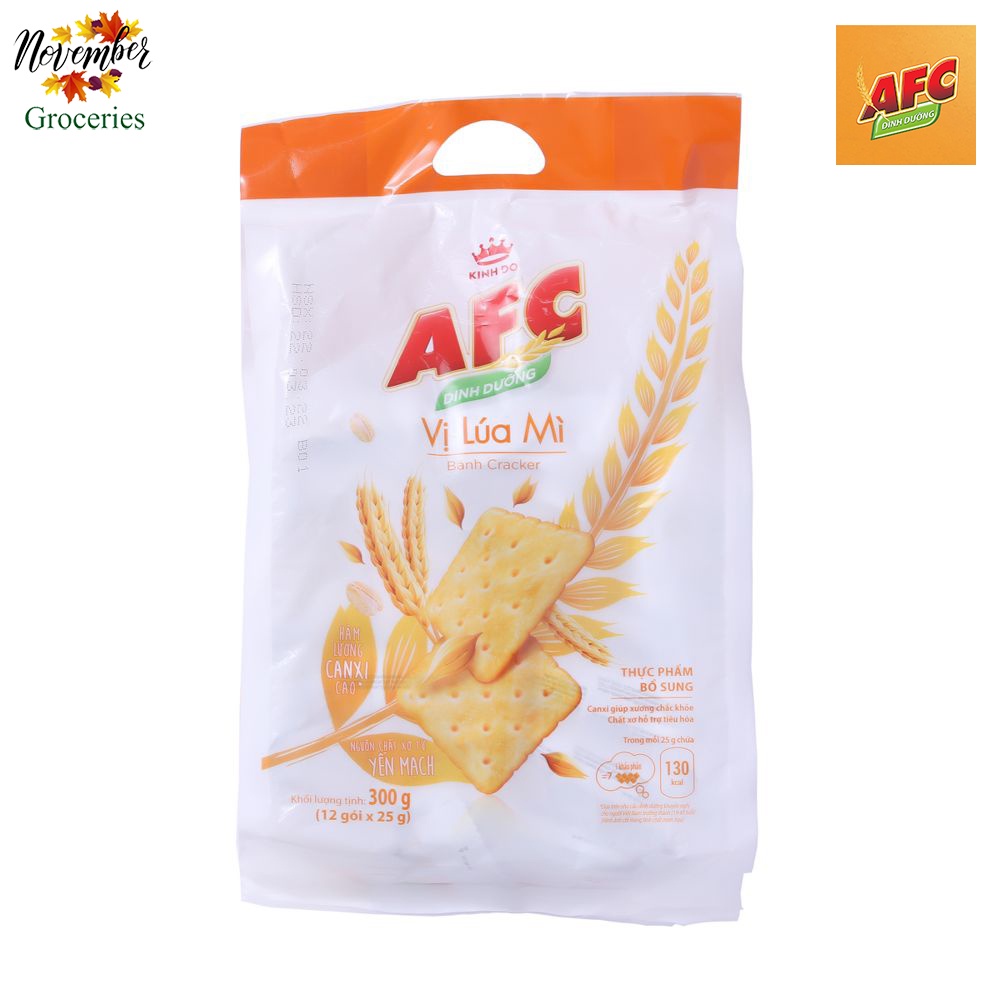 Bánh AFC Vị Lúa Mì / Vị Rau 300 Gram  Thương Hiệu Kinh Đô Đầy Đủ Dinh Dưỡng Bổ Xung Canxi Và Chất Xơ