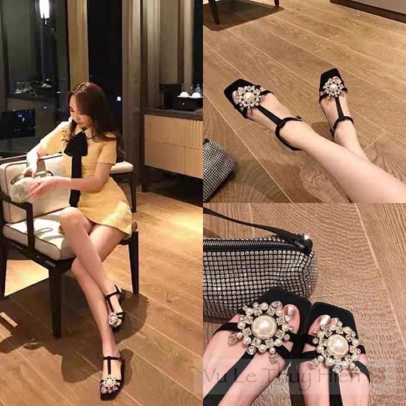Dép sandal đính đá tiểu thư ❤️ Hàng QC loại 1 ❤️