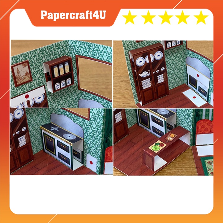 Mô hình giấy 3D kiến trúc nhà thu nhỏ Green House and  Rose House