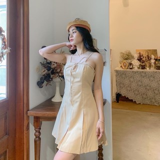 Đầm dây nude xếp ly