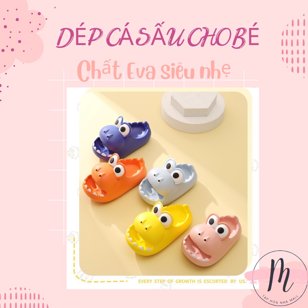 Dép quai ngang cá sấu cho bé và mẹ dép khủng long mắt to siêu cute phong cách Ulzzang có ảnh thật hottrend 2022