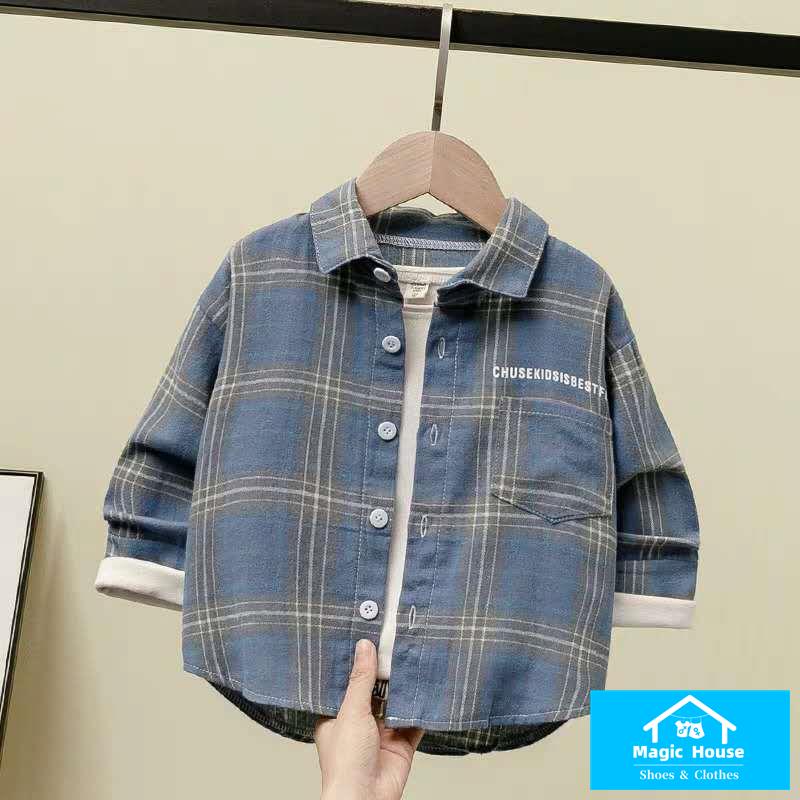 Áo Sơ Mi Cotton Mỏng Tay Dài Cỡ Nhỏ / Trung Bình Cho Bé Trai